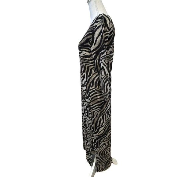 W118 BY WALTER BAKER- animal print sweater maxi dress w/ 3/4 sleeves & side slit - Picture 6 of 7